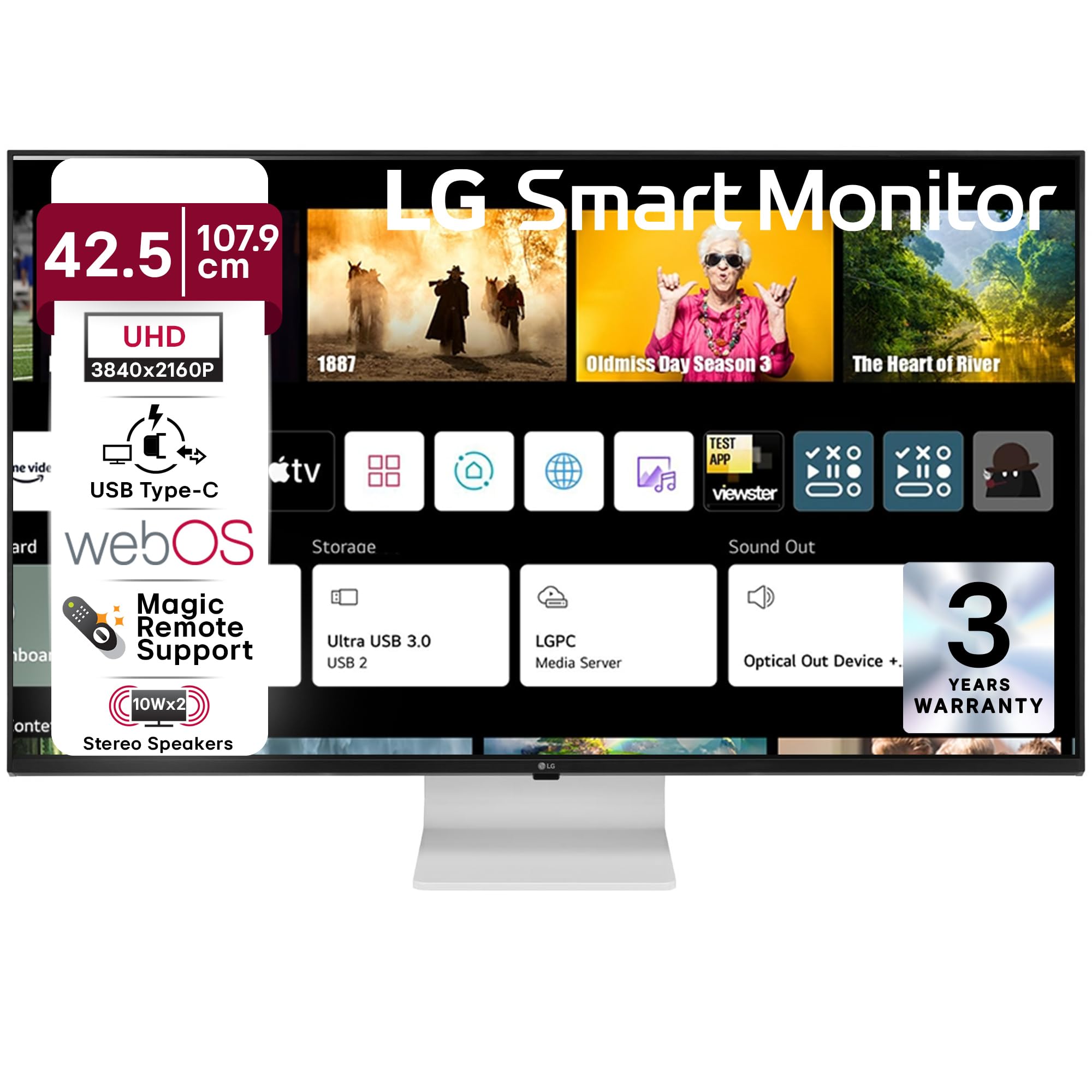 LG 27U511SA 68.58 cm (27 Inch) Full HD (1920x1080) IPS Smart Monitor with webOS, 100Hz, Wi-Fi, Bluetooth, Miracast, AirPlay2, Speakers, HDMI, USB-A, Slim Stand, 3-Side Virtually Borderless, (White) — Amazon image 21