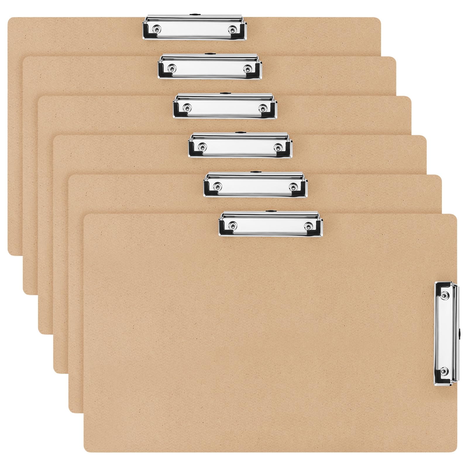 Henoyso 6 tavolette portablocco extra large in legno con clip a basso profilo, marrone, doppia clip orizzontale, in truciolato, per schizzi di carta, forniture artistiche (35,5 x 50,8 cm)