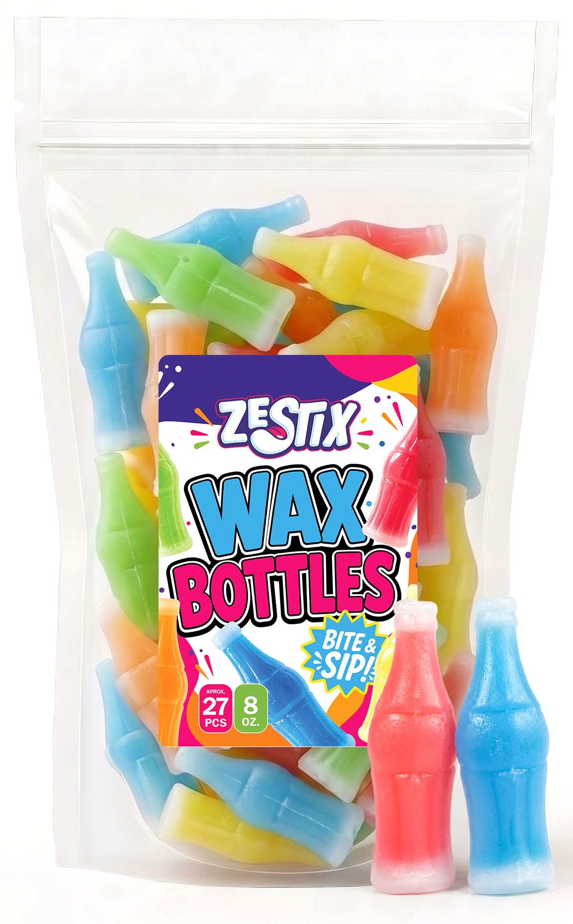 Wax Bottle Candy 8 oz (½ LB), Retro Wax Candy Bottles For Kids
