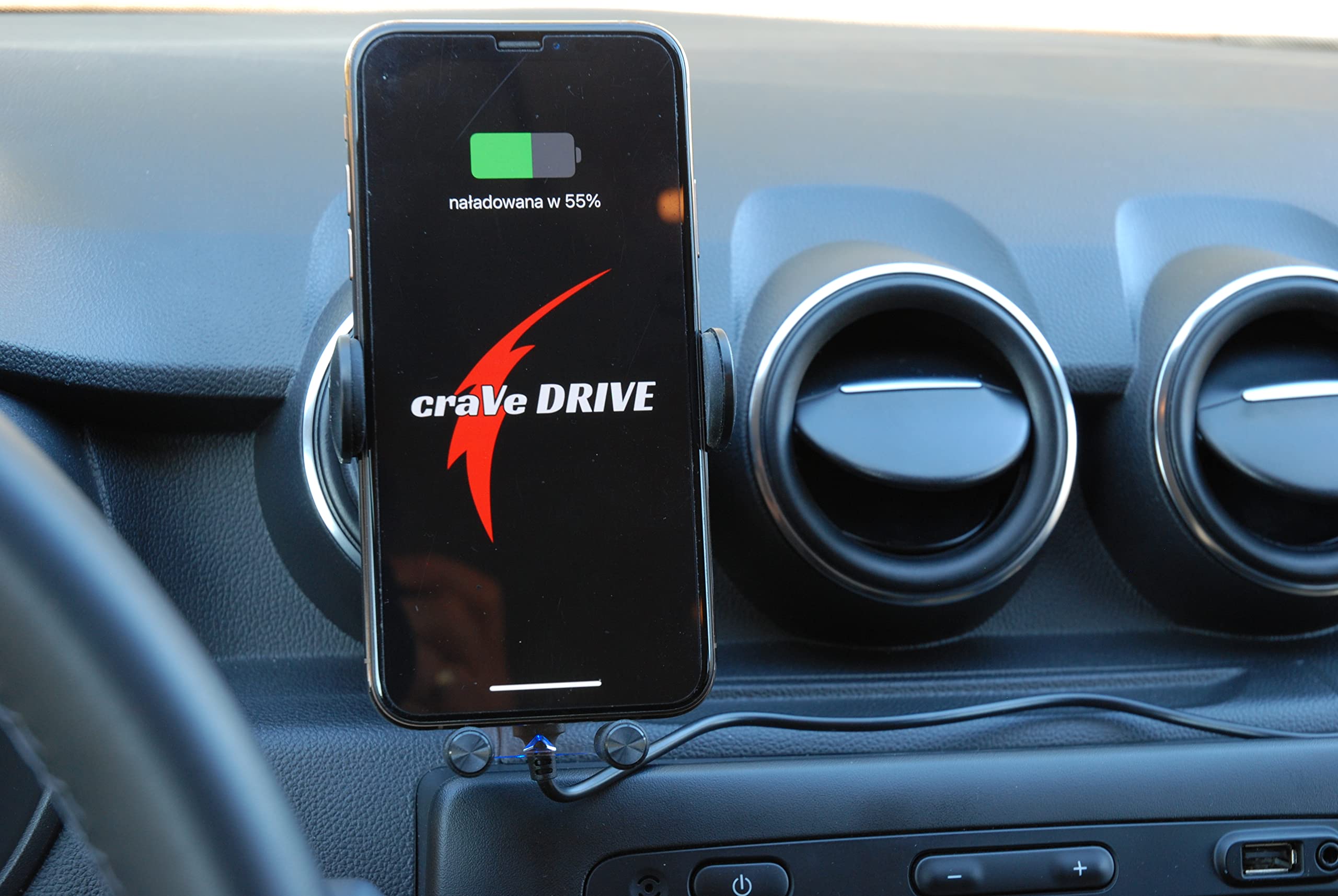 15W Supporto per Telefono con Funzione di Ricarica I Compatibile con Prese d'Aria Rotonde Dacia I Porta Cellulare con Ricarica Induttiva I per Duster Sandero Dokker Logan