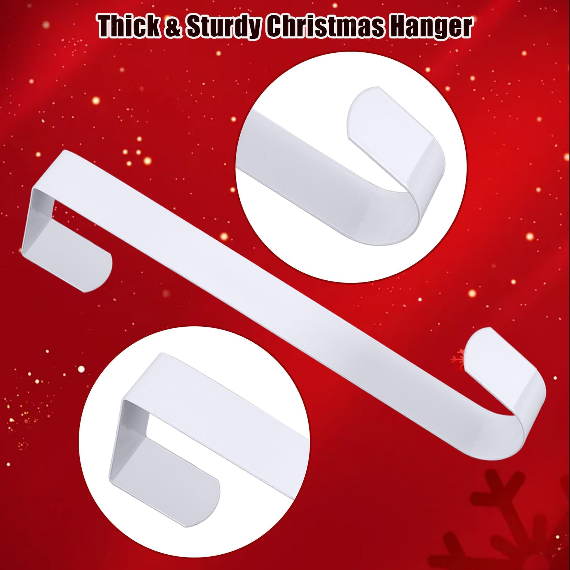 Aodaer 8 Inches White Christmas Wreath Door Hanger Metal Wreath Hook Non-Slip Christmas Hanging Hooks for Party Christmas Holiday Home Decoration - Image 3
