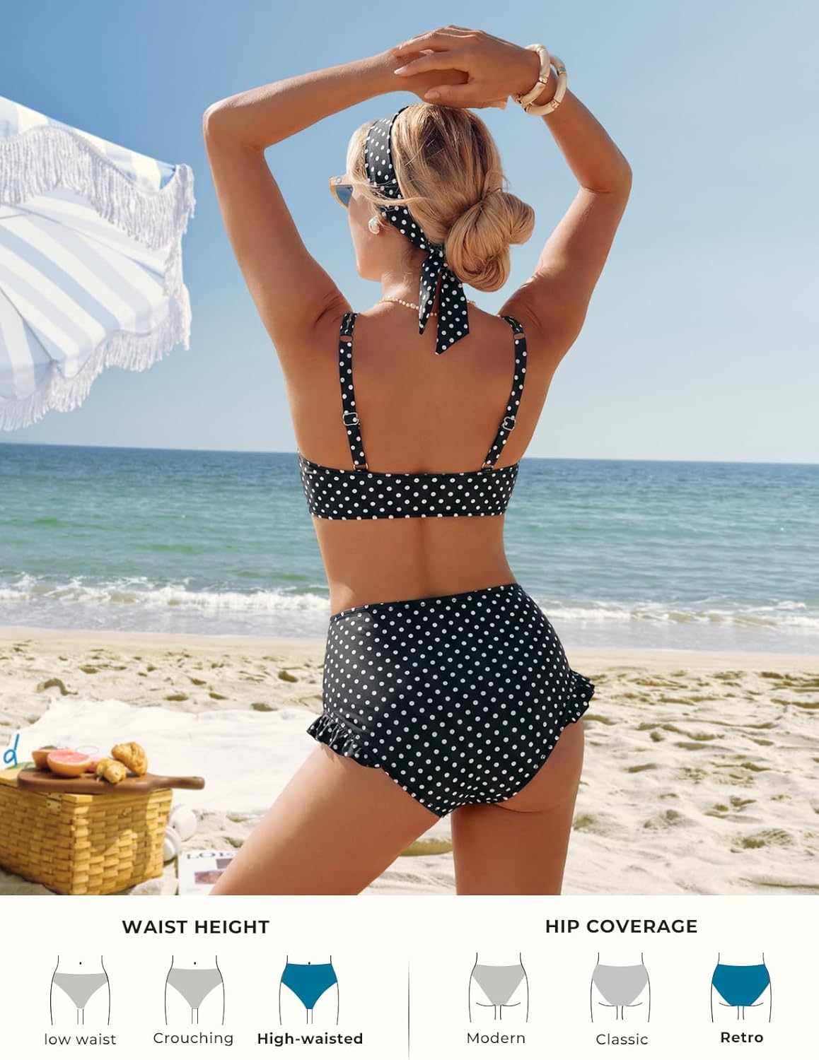 Hanna Nikole Women High Waisted Bikini Sets Ruffle, 2 Piece Swim Suits 2026, Sexy Retro Bathing Suit Beachwear