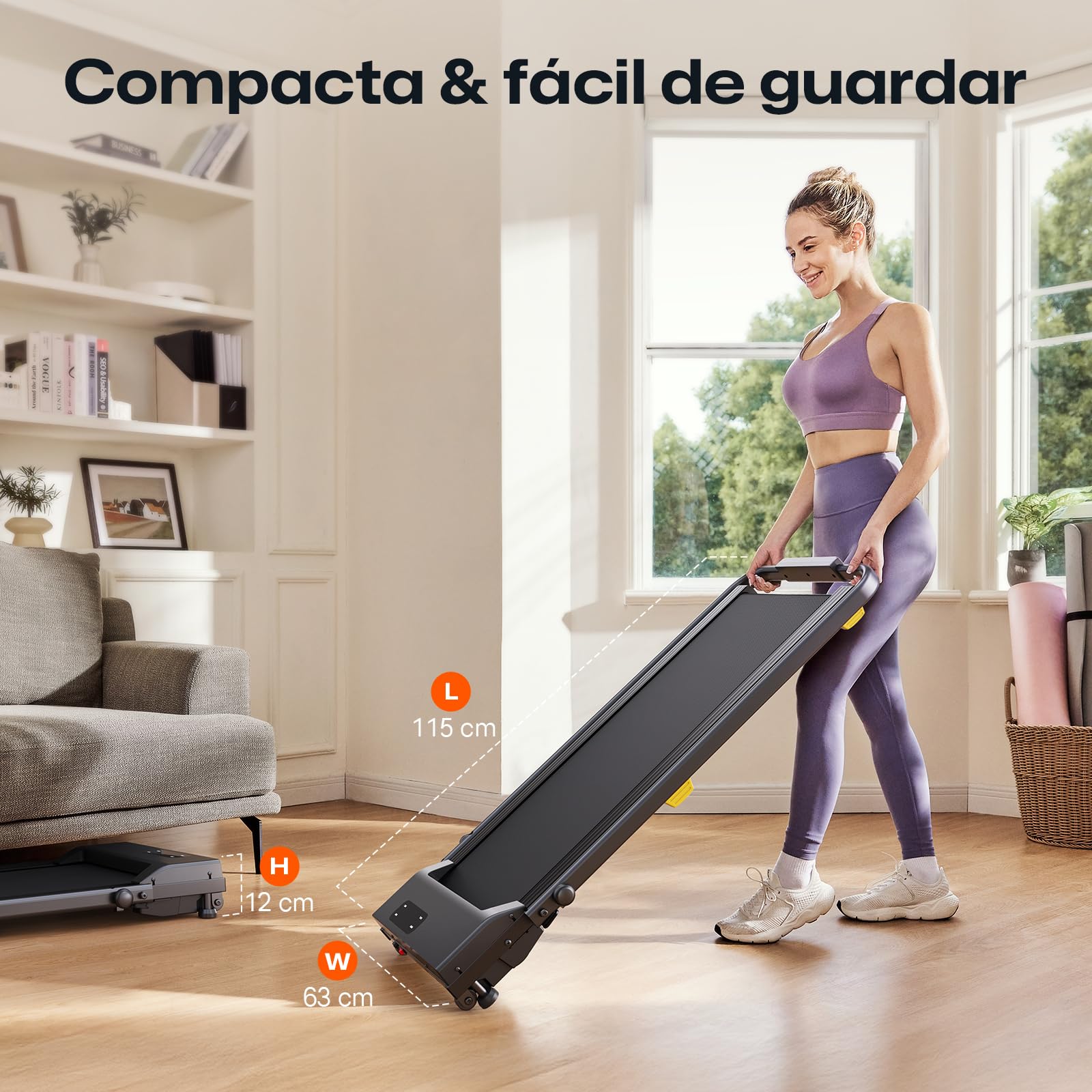 UREVO Cinta de Correr Plegable con Inclinación de 9%, 2.5HP Cinta de Andar Eléctrica Debajo Escritorio, Walking Pad Compacta para casa y Oficina, Modo HIIT de un Toque