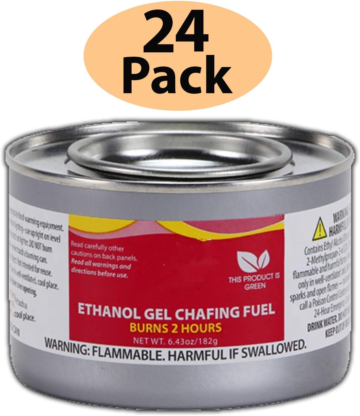 Chafing Dish Fuel Cans – Includes 24 Ethanol Gel Chafing Fuels, Burns for 2 Hours (6.43 OZ)