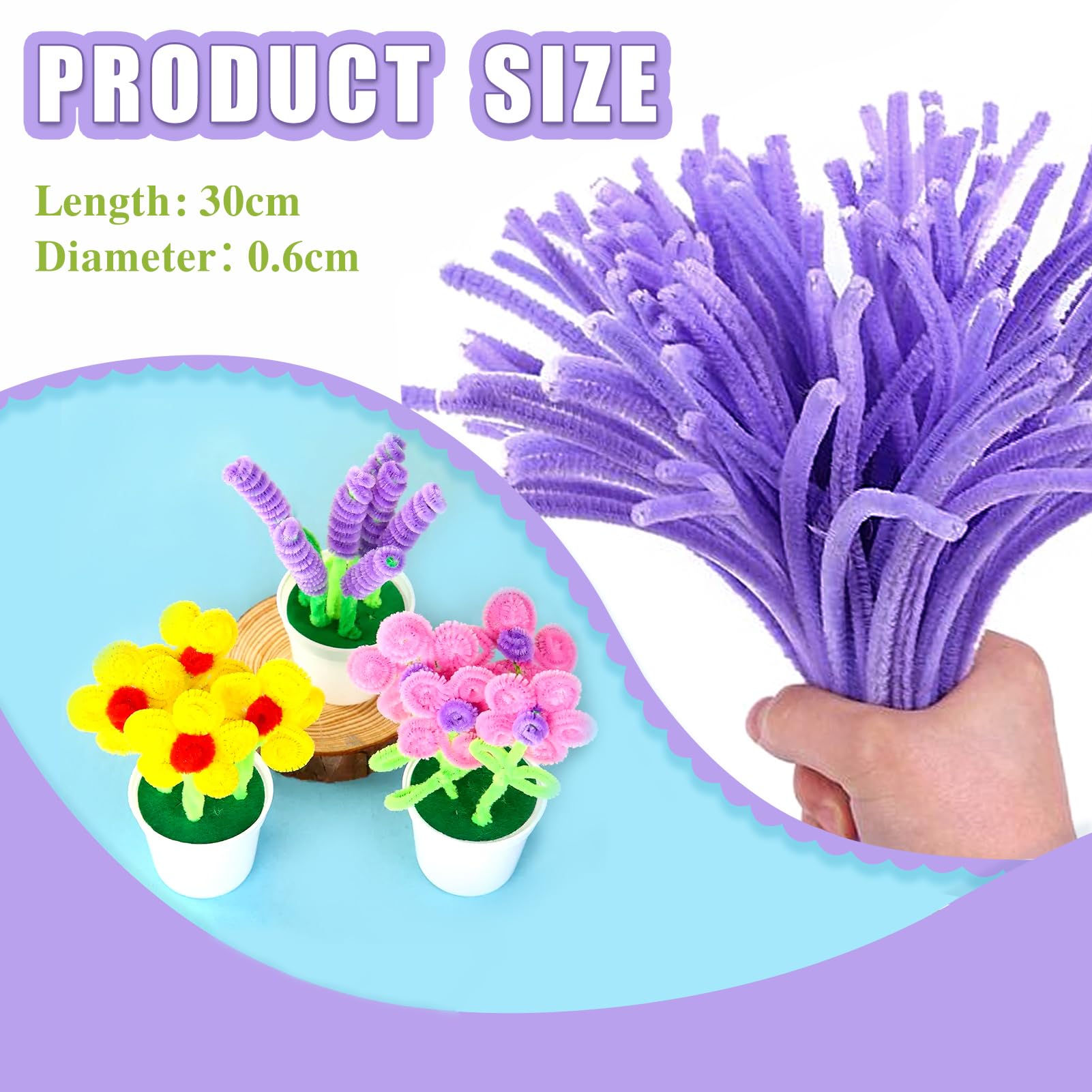 TOAOB 100 Pezzi Scovolini Ciniglia per Lavoretti 30 cm Sfumato Rosa Viola Pipe Cleaner per Decorativi Arte Artigianato Decorazion Fai da Te