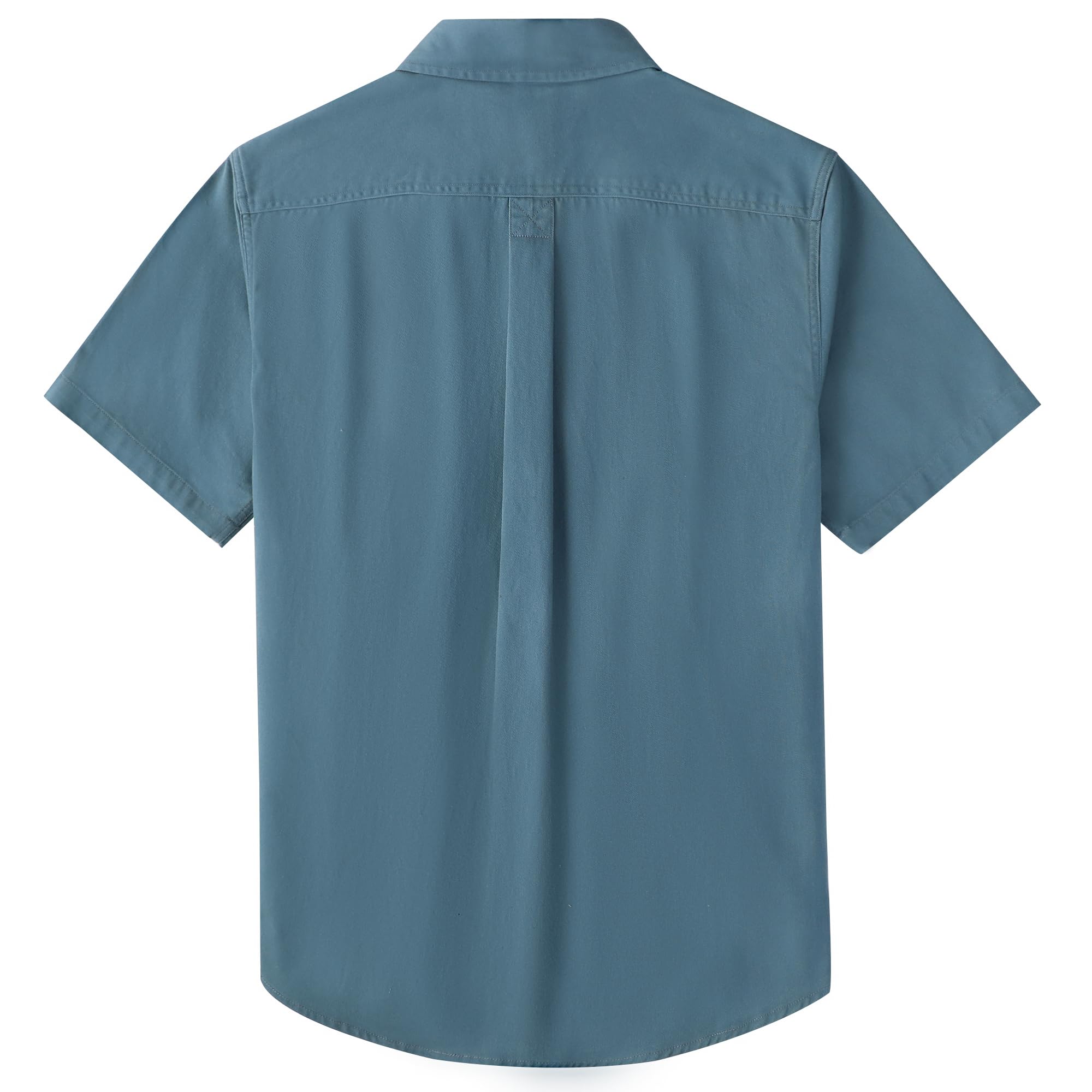 Chemise Homme Manches Courtes en Coton à 2 Poches Style Vintage