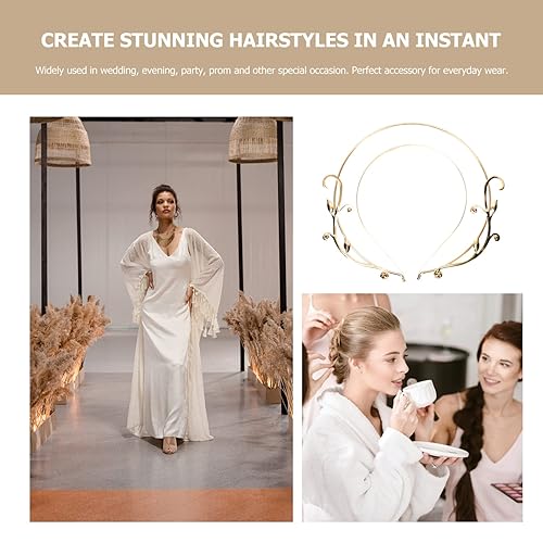 Miniatura 8 de SOLUSTRE Angel Halo Headband Gold Goddess Graceful Tiara Celestial Crown Headpiece Hair Hoop Good for Women Bridal Wedding Party