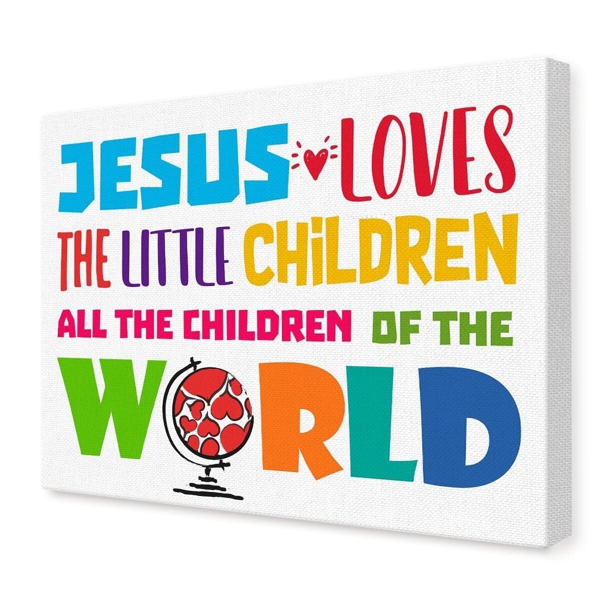 RNUMLIGH Jesus Loves the Little Bible Verse Poster - Christian Wall-Art for Room & Sunday School(Unframed,12x18inch(30x45cm))
