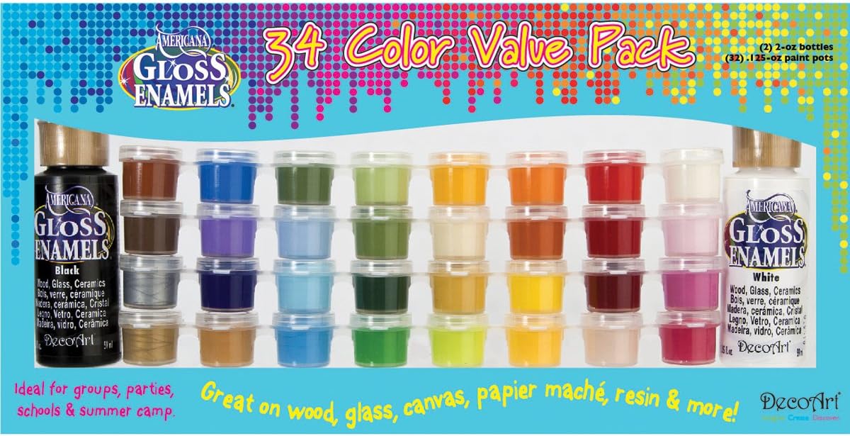 DecoArt DASK292-K 34 Color Value Pack Set, Americana Gloss Enamels