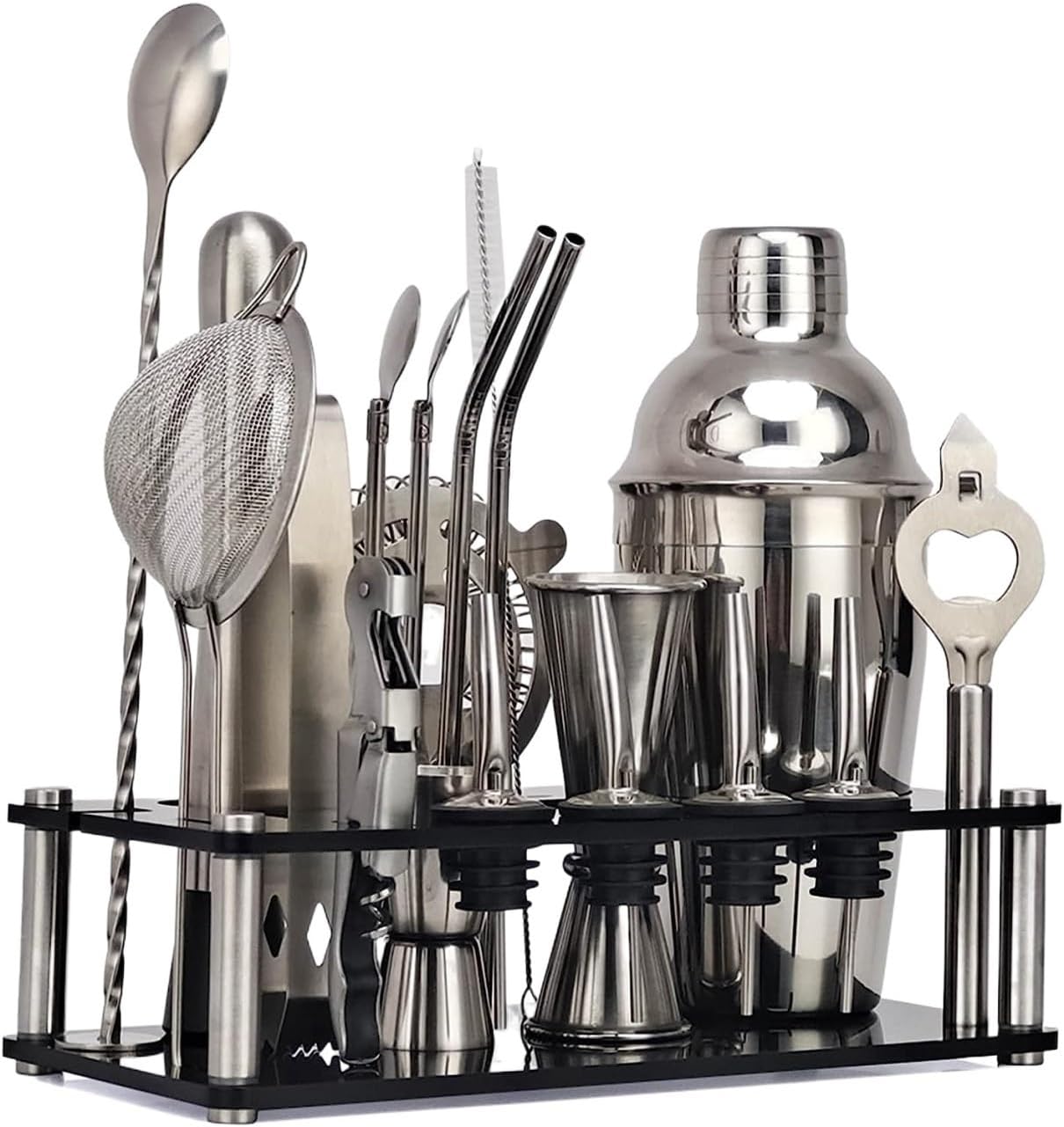 Set de Coctelera 20 Piezas con Soporte Acrílico 550ml