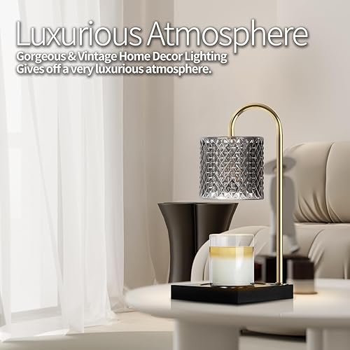 Miniatura 5 de Lámpara calentadora de velas, lámpara de cera con 2 bombillas, temporizador y regulador de intensidad de 7 niveles, se adapta a velas de tarro de