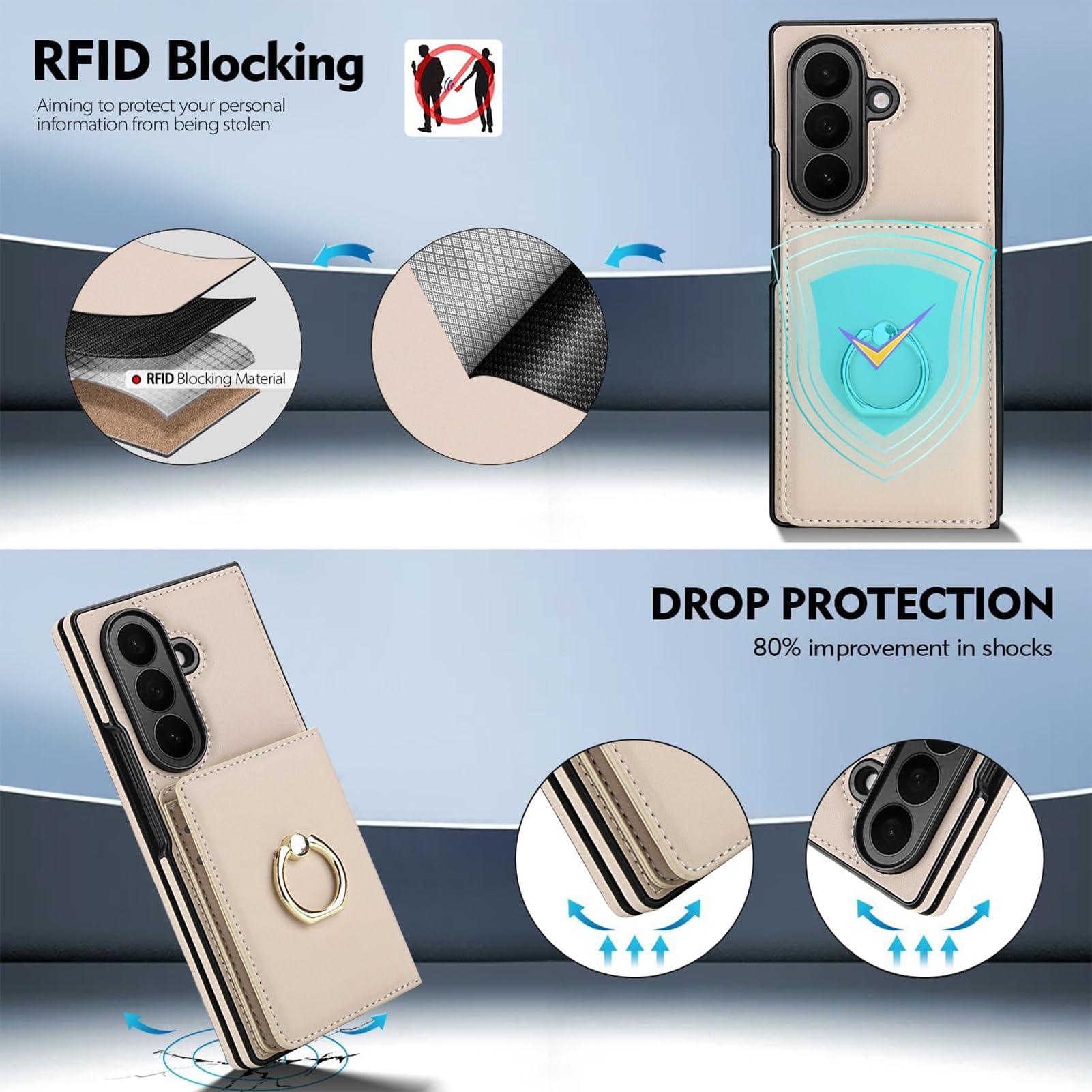 Custodia Pelle Per Samsung Galaxy Z Fold 8 Ultra, Anello Carte Sottile