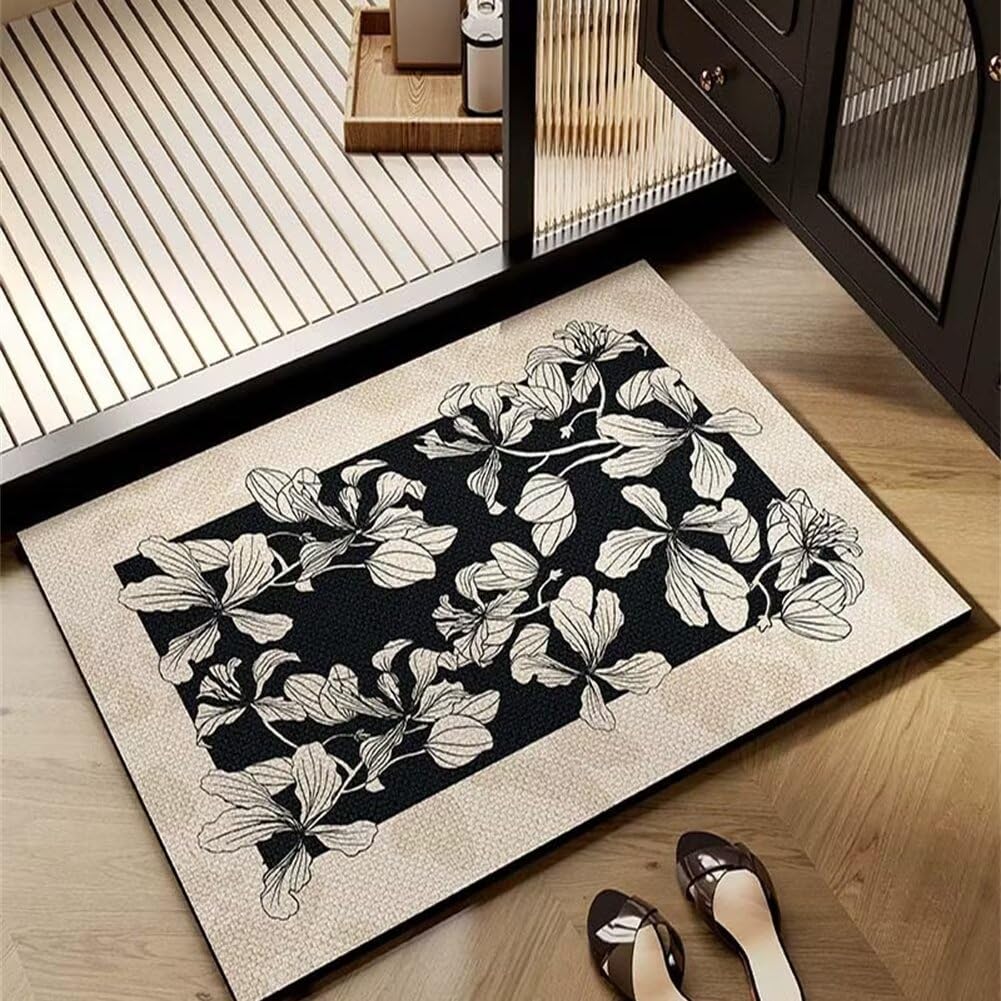 Tappetino da Bagno con Motivo vegetale 140x200 cm, Antiscivolo, Super Assorbente, Morbido, ad Asciugatura Rapida, Lavabile, per casa, Cucina, Bagno, Camera da Letto, zerbino 6-1202