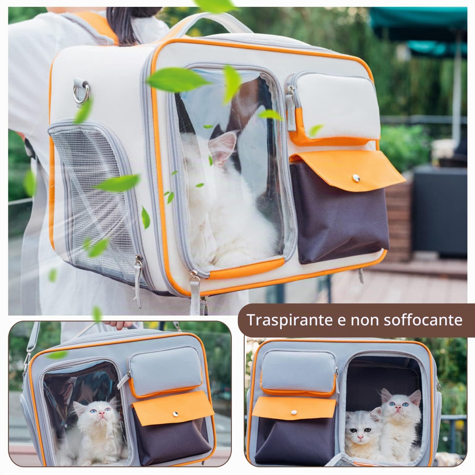 PETCUTE Zaino per Cani,Fino a 15 kg,Zaino Per Animali Domestici con Materasso Rimovibile,Traspirante,Durevole,Trasportino per Cani e Gatti con Spallacci Regolabili,Per Viaggi, Escursioni