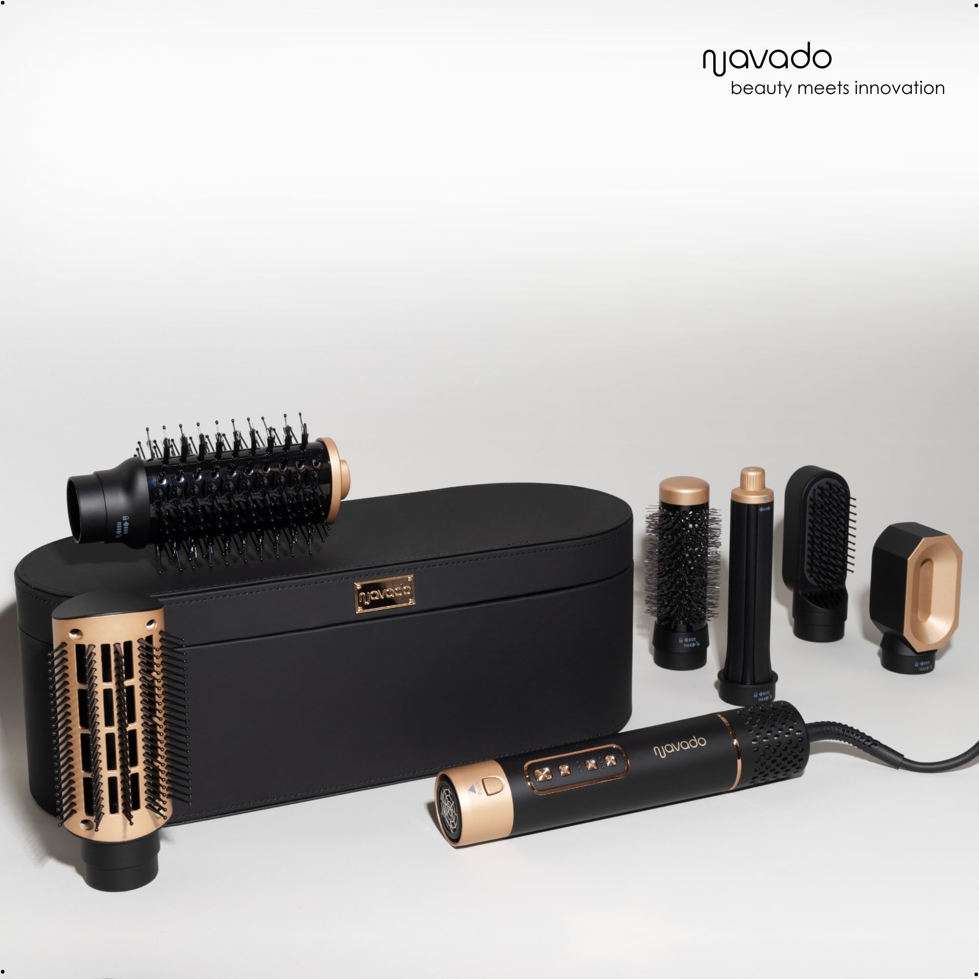 Airstyler 6 in 1, Navado Easystyler Pro 110,000 RPM High-Speed Ionic Haartrockner für Schnelltrocknend, Multi-Haarstyler mit Automatischer Luft-Lockenstab, Haarglätter Bürste ＆ Volumenbürste