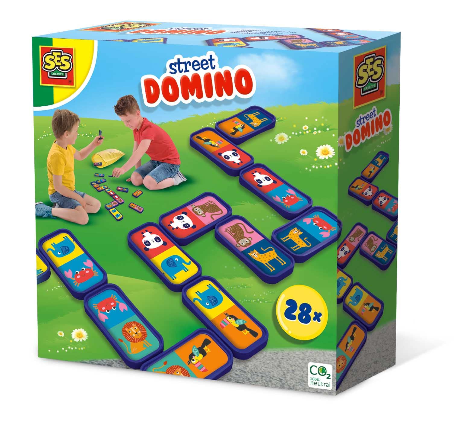 SES Creative Street Domino - Outdoor Game - Large Tiles - Multicolour