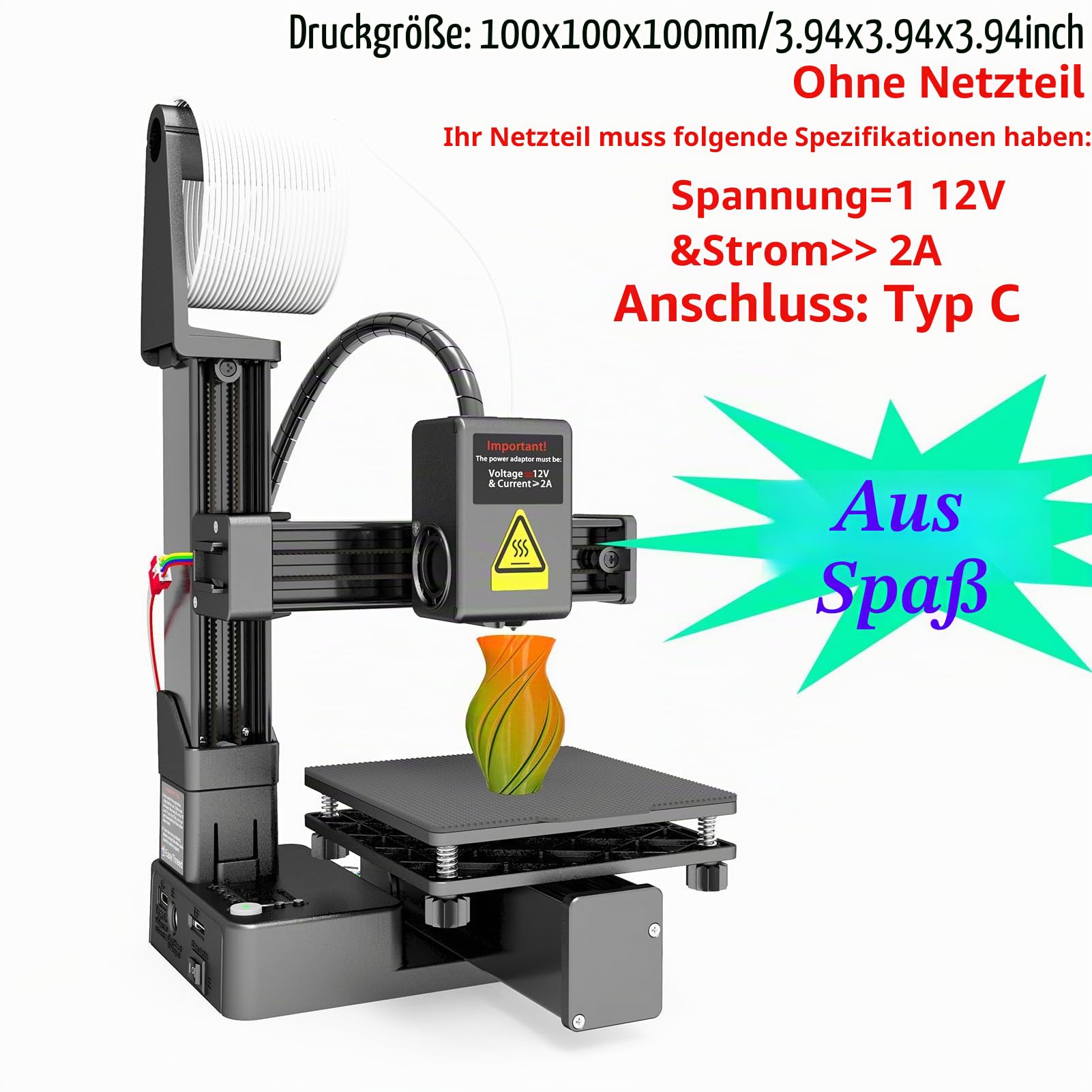 EasyThreed K10 – Mini-Desktop-3D-Drucker für, Abnehmbare Plattform 100 X 100 X Mm, für Anfänger (EU-Stecker)