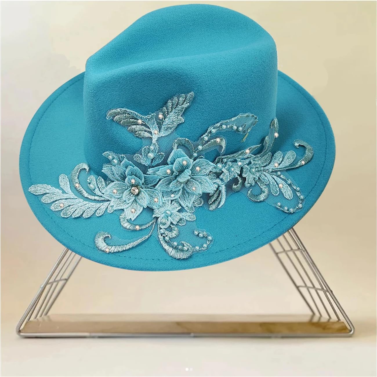 Francese Elegante Fiore Accessori Donna Wedding Hat Moda Fedora Panama Feltro Cap
