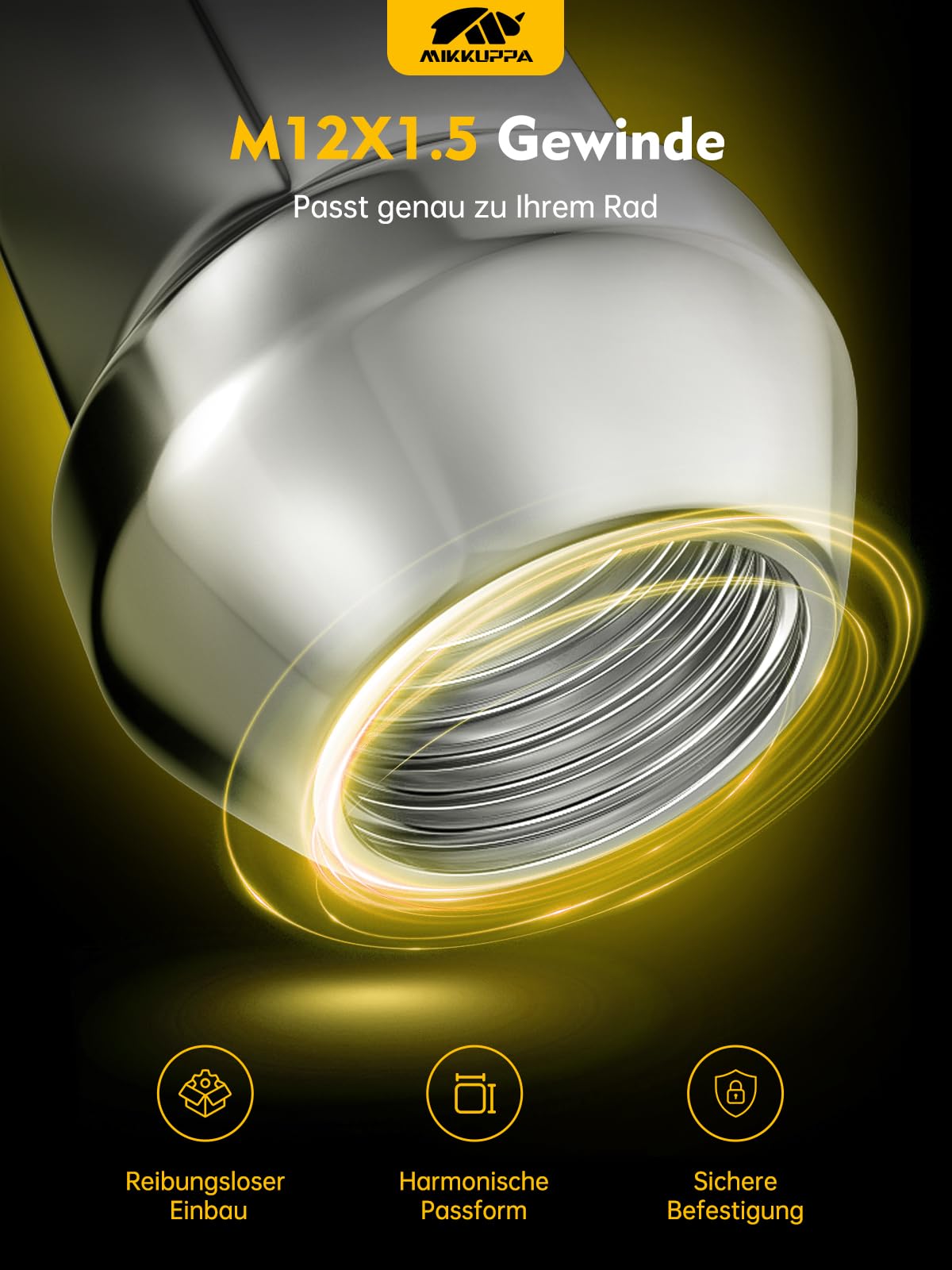 MIKKUPPA Dadi per ruota M12 x 1,5 SW19 per Ford Fusion, Focus, Escape Aftermarket 2006-2019, 20 pezzi, dadi cromati