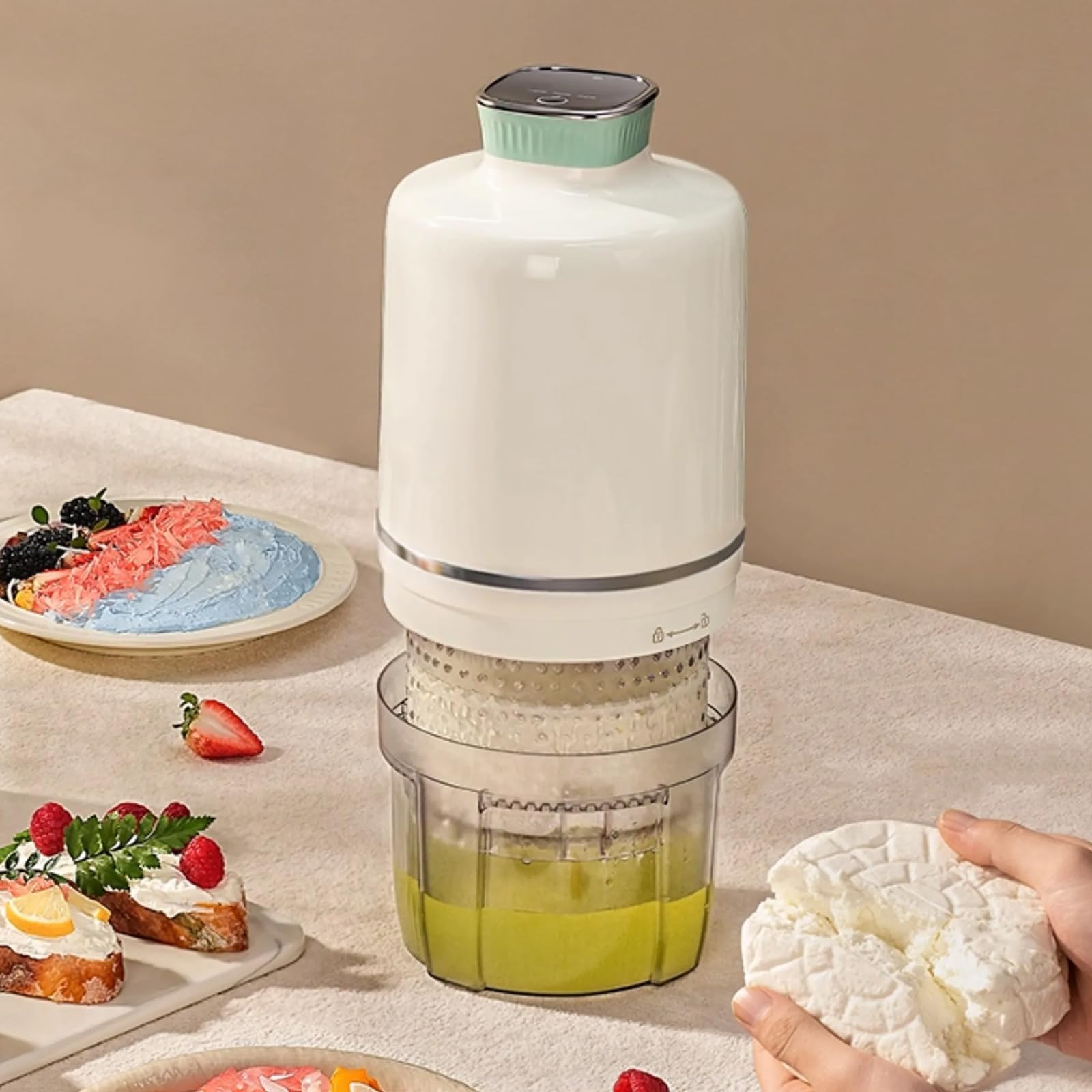 XCSCUK Electric Yogurt Strainer, 1000 Ml Cheese Yogurt Maker, Whey Separator,450 Mesh Fine Mesh Bag,For Thick Greek Yogurt, Soybean, Milk