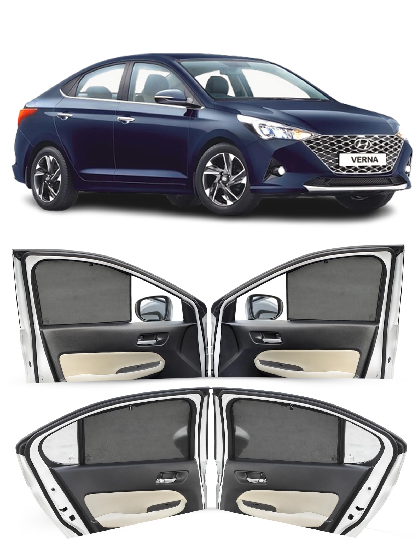 Autofact Car Sunshades for Hyundai Verna (2017 to 2022), UV Protection, Useful Car Accessories, Custom fit Sun Shades for Side Windows, Set of 4-picture-17