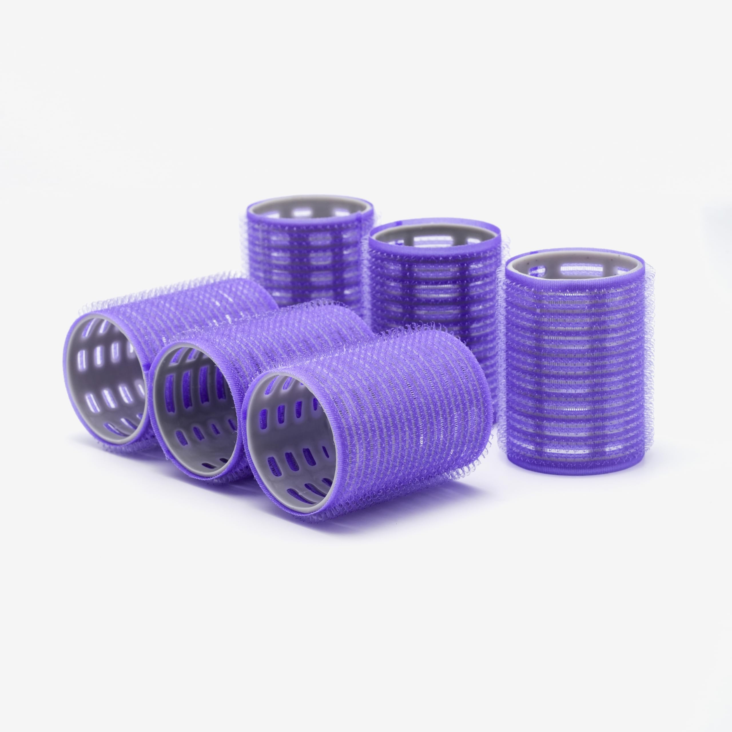 Croc 1215 Büyük Boy Bigudi 6Lı (Cırtlı - Yapışkanlı Bigudi) Mor Çap: 4.5Cm
