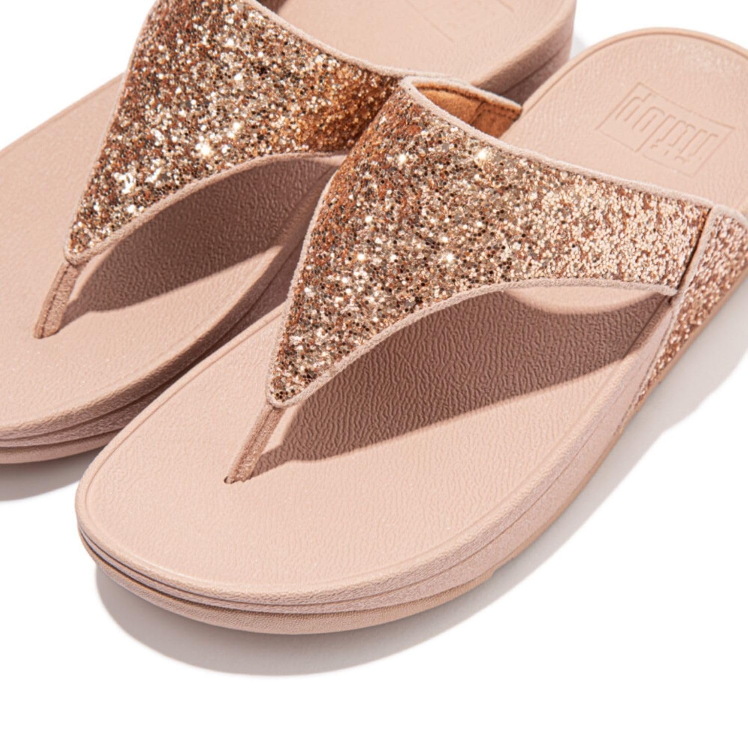 FitFlop Lulu Tongs à paillettes pour femme, confortables avec soutien naturel de la voûte plantaire, rose gold, 38 EU