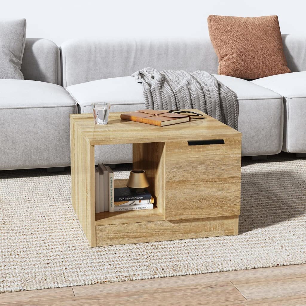 Stolik kawowy dąb Sonoma 50 x 50 x 36 cm, materiał drewnopochodny, stolik do sofy, stolik pomocniczy, stolik kawowy do kawy i laptopa, do salonu, na łóżko do sypialni