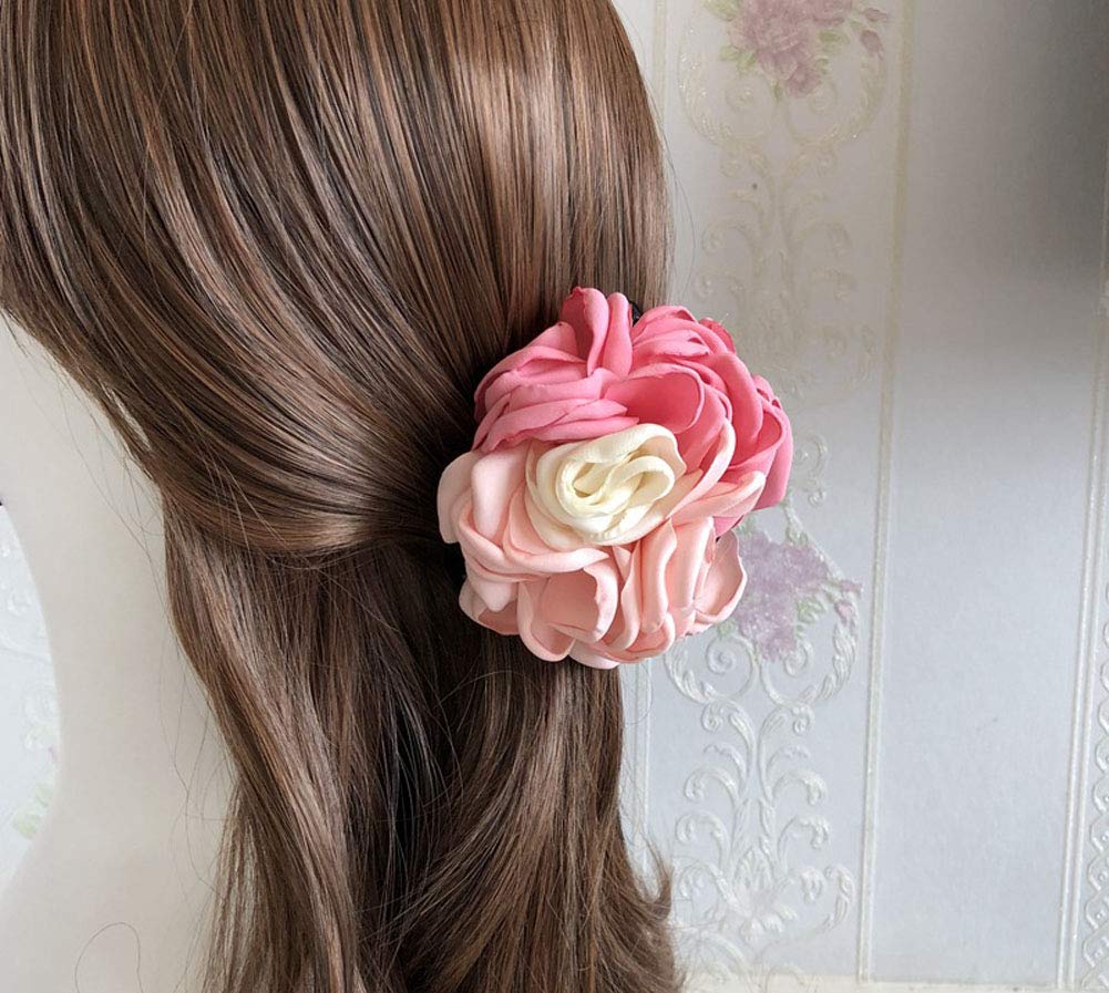 Amazon.com : 2PCS Sweet Large Rose Flower Hair Claws Beauty Ribbon