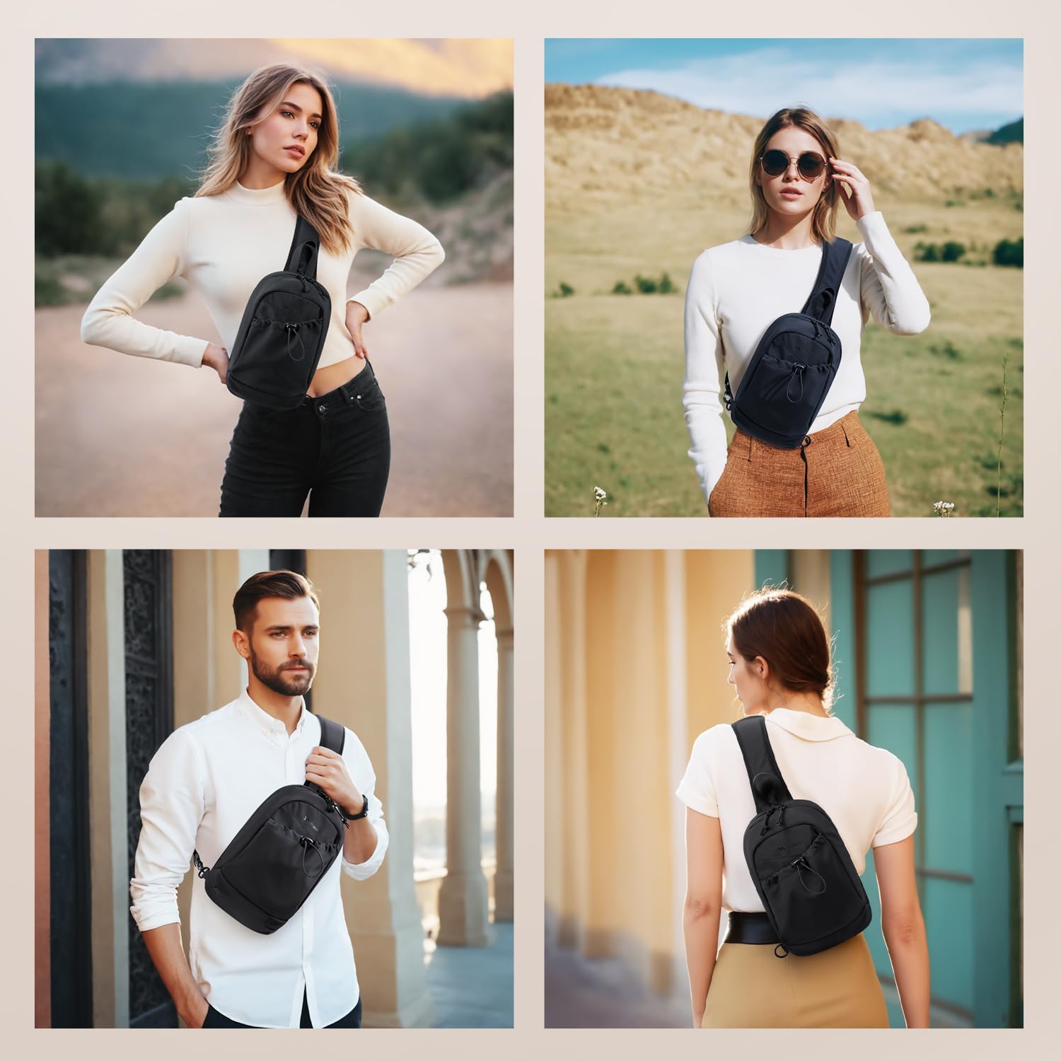 Sling Bag for Women, Crossbody Sling Chest Daypack Shoulder Cross body Bag for Casual Commuting Work Travel Sport Hiking,3.4L,Black - Image 5