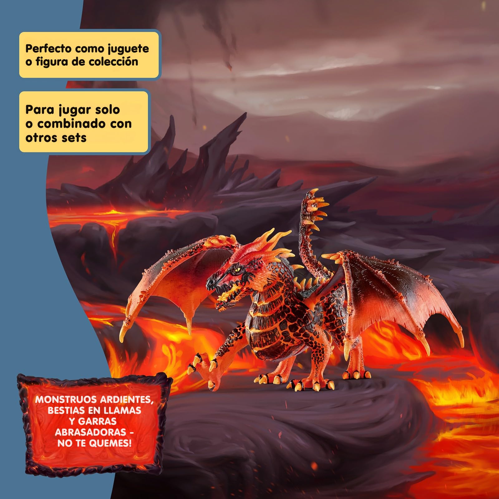 Schleich ELDRADOR Creatures | Dragón de Lava 70138 | Figura de Monstruo ELDRADOR con mandíbula y alas móviles | Juguete de acción para niños y niñas | a Partir de 7 años | 20 x 14 x 15 cm