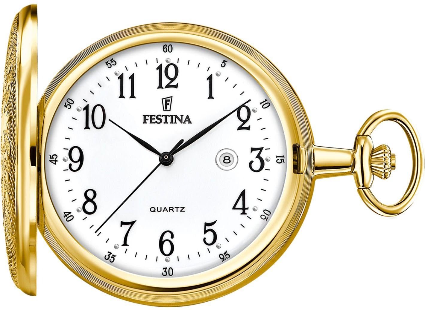 Festina Orologio da Tasca Uomo con Catena - Acciaio Inossidabile 316L - Movimento al Quarzo - Calendario - Stile Classico, Vintage ed Elegante F2028/1