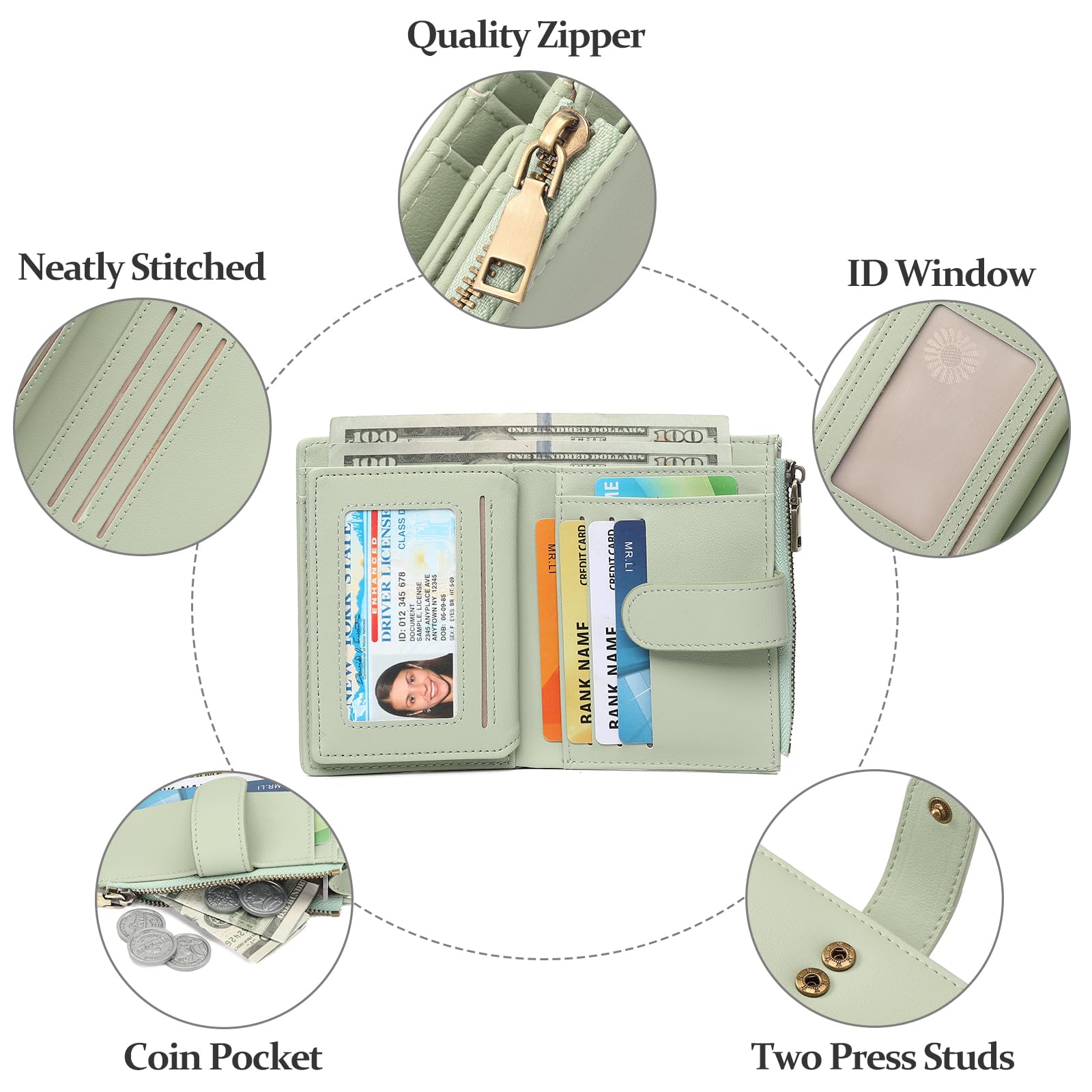 GAEKEAO Portafoglio Donna Piccolo, Porta Carte di Credito con Cerniera Grande Capacité Portamonete con Protezione RFID, Borsellino Donna, Portafogli Regalo