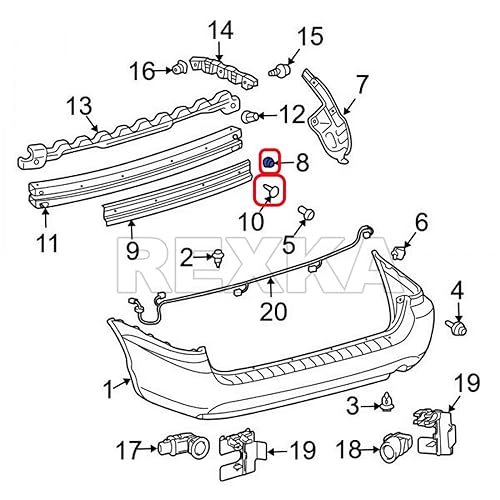 Miniatura 6 de Rexka 15 juegos Fender Liner Bumper Cover Tornillo Ojales Kits para Toyota Tacoma Tundra Sienna Sequoia 90189-06214 90159-60498