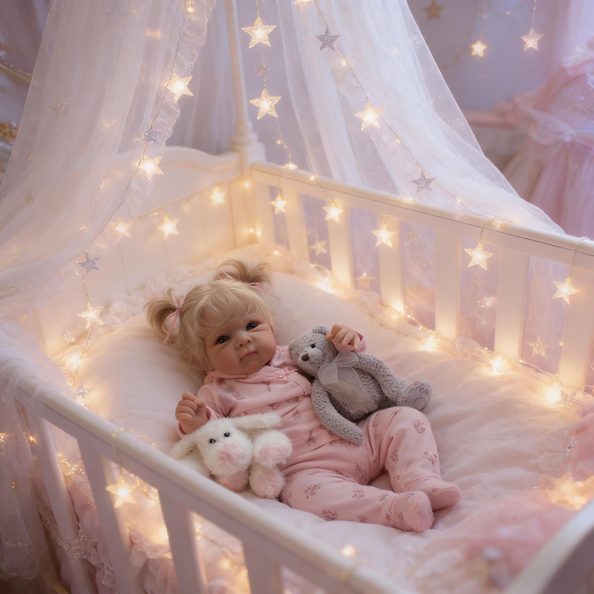 RXDOLL Realistyczne lalki Reborn Baby Dolls silikonowe całe ciało, 45 cm, realistyczne, anatomicznie poprawne, winylowe, blond włosy, ręcznie robione prawdziwe życie, noworodki, z zabawkami do