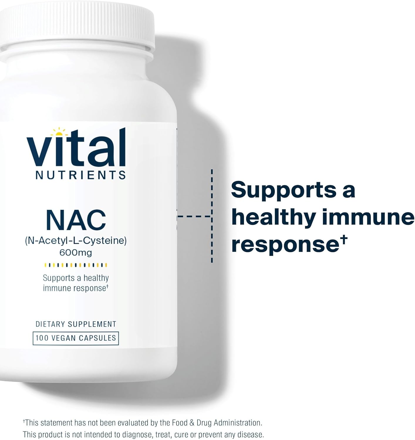 Vital Nutrients NAC 600mg - N-Acetyl Cysteine - Vegan NAC Supplement - Antioxidant for Sinus, Liver, Immune, and Respiratory Health* - Gluten, Dairy, Soy Free - 100 Capsules
