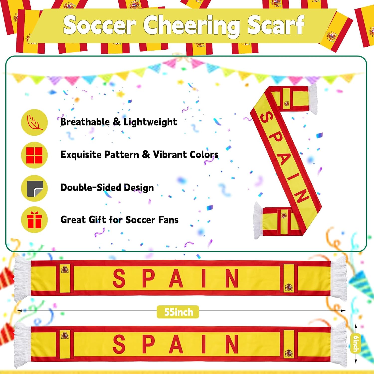 Soccer Fans Double Side Scarf - National Soccer Supporter, Sports Fan Cheering Memorabilia Gift image 2