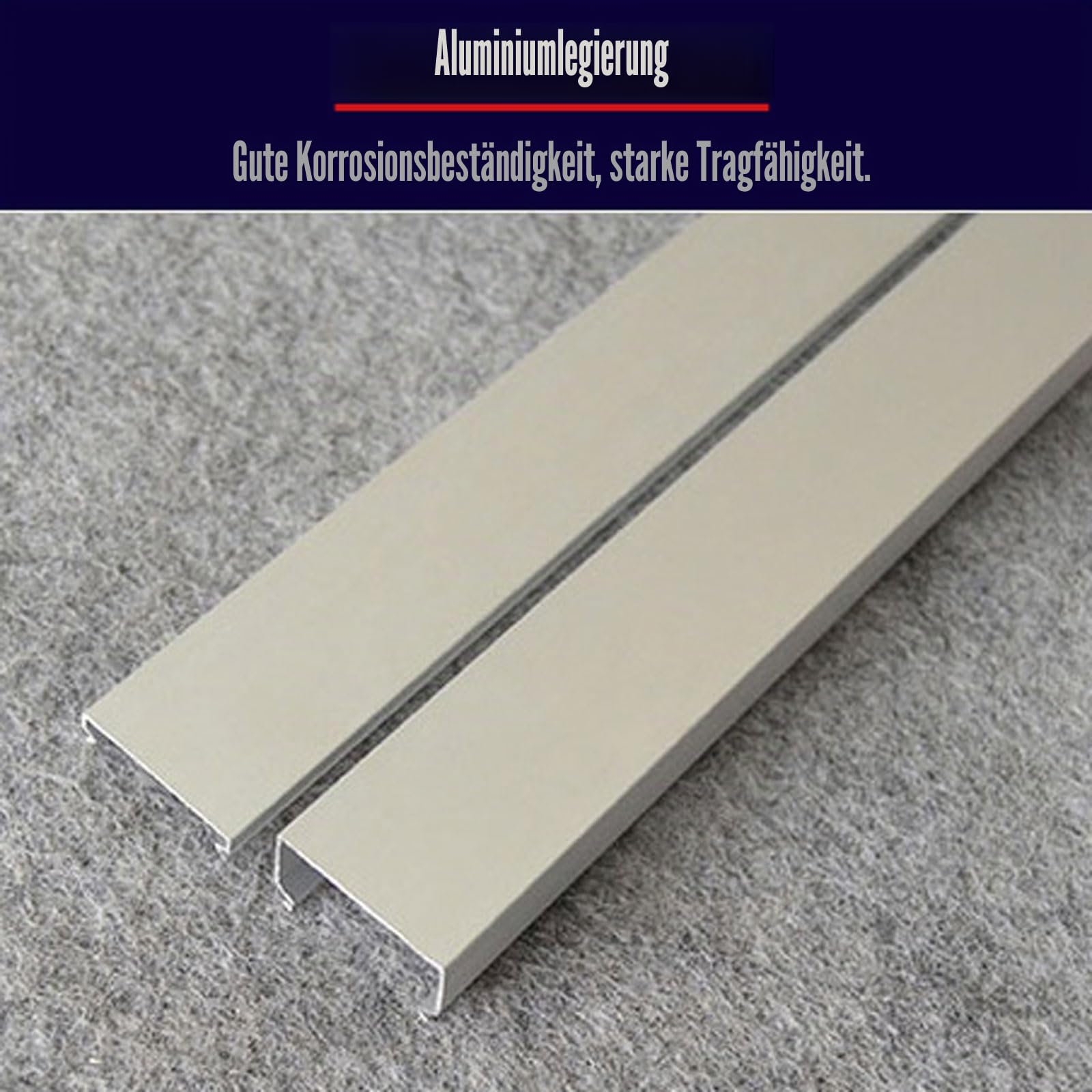 Kabelkanäle für Wände, Aluminium-Kabelkanal, silberfarben, mehrere Größen, Packung mit 2 x 1 m(100 * 50mm)