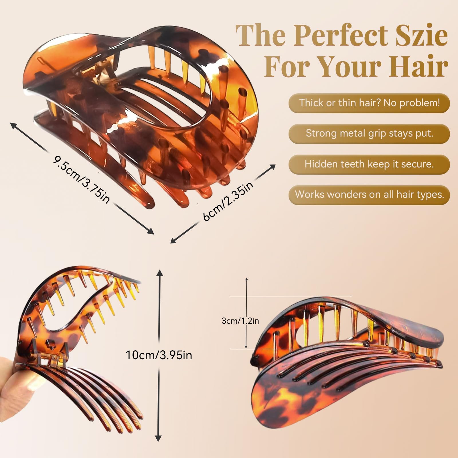 4 PCS Flat Hair Clips for Women Curved Design Flat Claw Clip for Lying Driving - Image 2