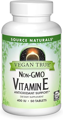 SOURCE NATURALS Comprimido vegano de vitamina E sin OMG de 400 UI, 50 unidades