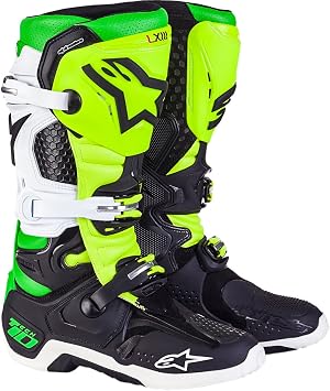 Amazon.com: Alpinestars Tech 10 Vegas para hombre todoterreno botas de moto,  color negro/blanco/verde/amarillo, 8 : Automotriz