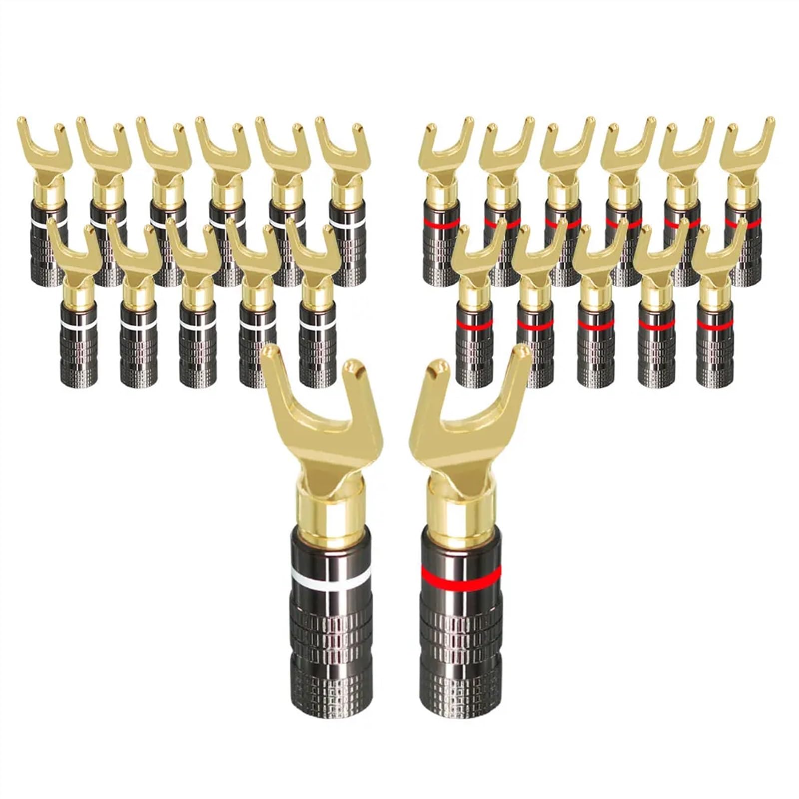 Bananenstecker, 12 Paar, Audio-Lautsprecherstecker mit Schraubverschluss, 24 Karat vergoldet, 4 mm Bananenstecker mit Schraubensicherung (24 Stück)