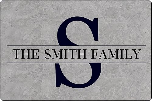 Miniatura 1 de Tapete de bienvenida personalizado con iniciales, para exteriores, para puerta delantera, monograma personalizado y nombre de la familia, tapete