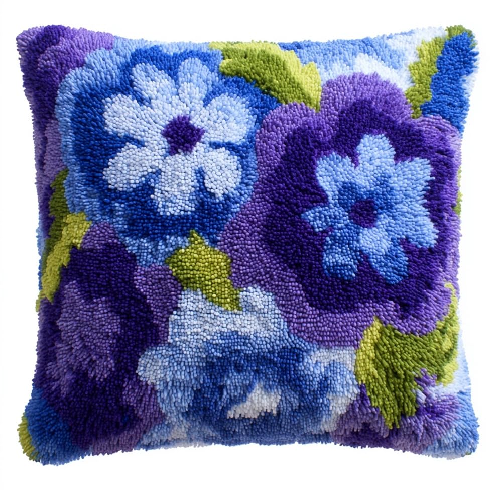 Taxpy Latch Hook Kits Pillow Flower 17X17In
