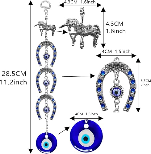 Miniatura 10 de Decoración colgante de ojo turco azul malvado, amuleto de ojo turco para colgar en la pared, protección del hogar y decoración de bendición, Ojo