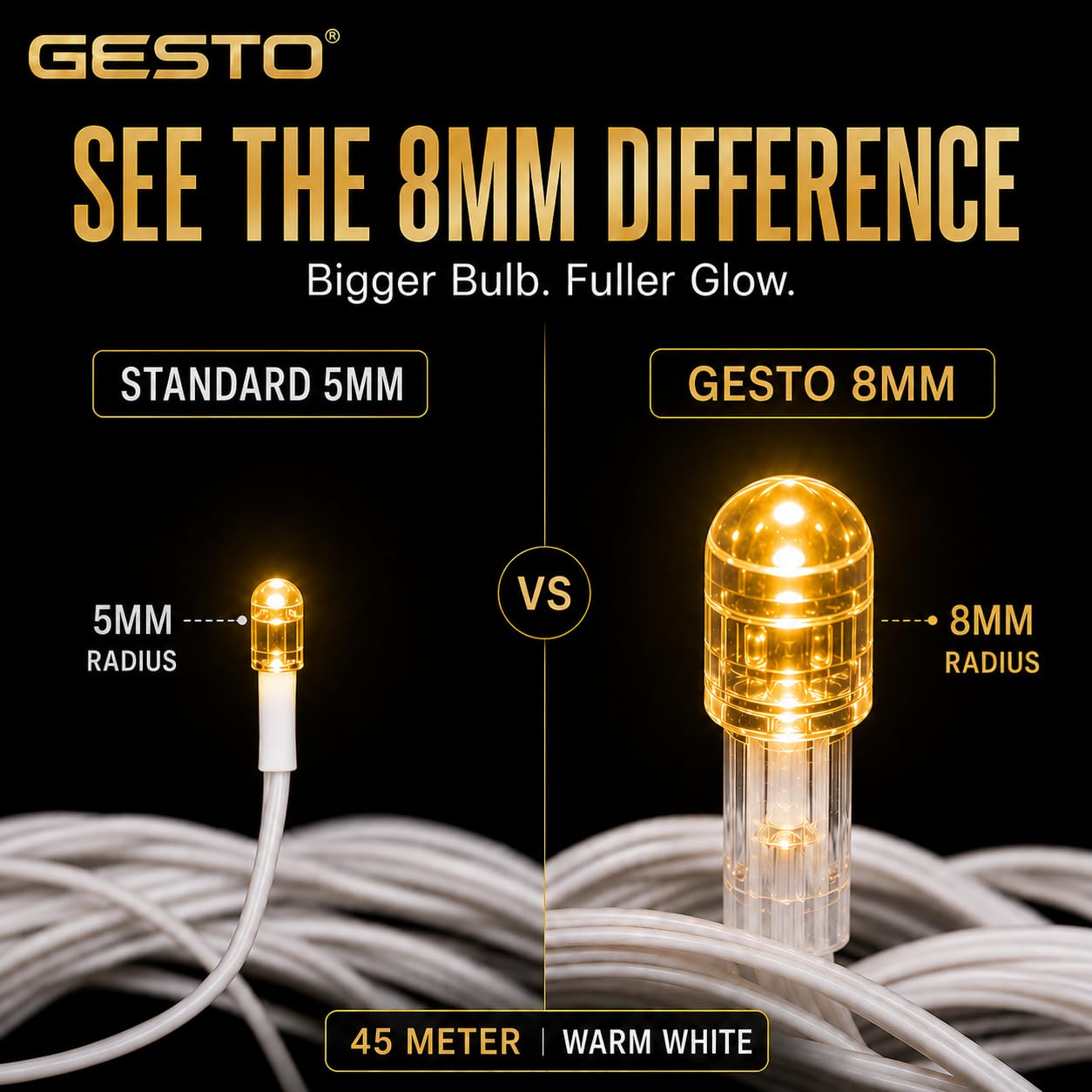 Gesto 45m LED String Lights - Warm White Fairy Lights -3