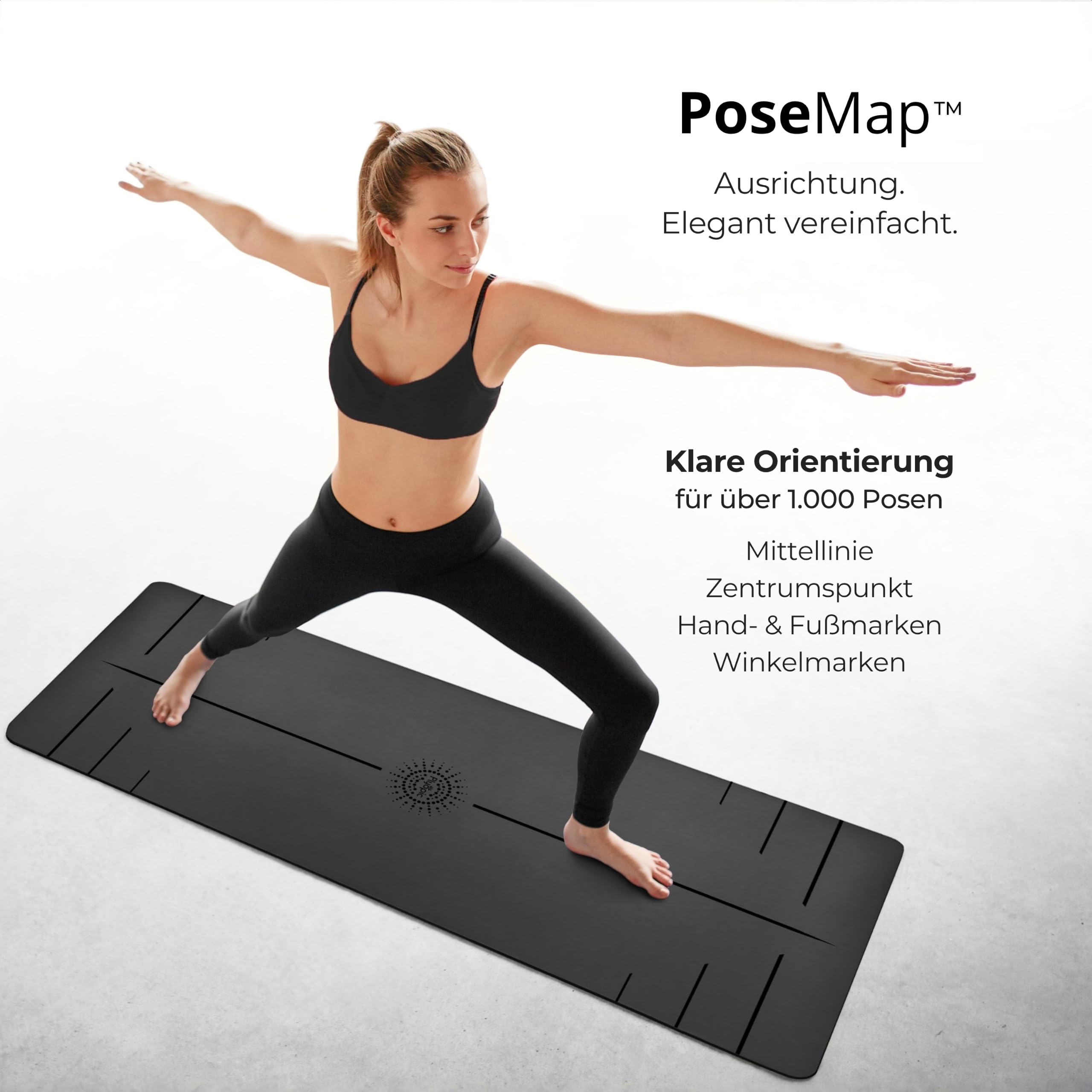 Plyopic Ultra-Grip Pro Yoga-Matte – Unschlagbare Rutschfest Leistung. Schweißresistent. Ausrichtungslinie. Für Yoga, Joga, Pilates, Bikram & Hot yoga