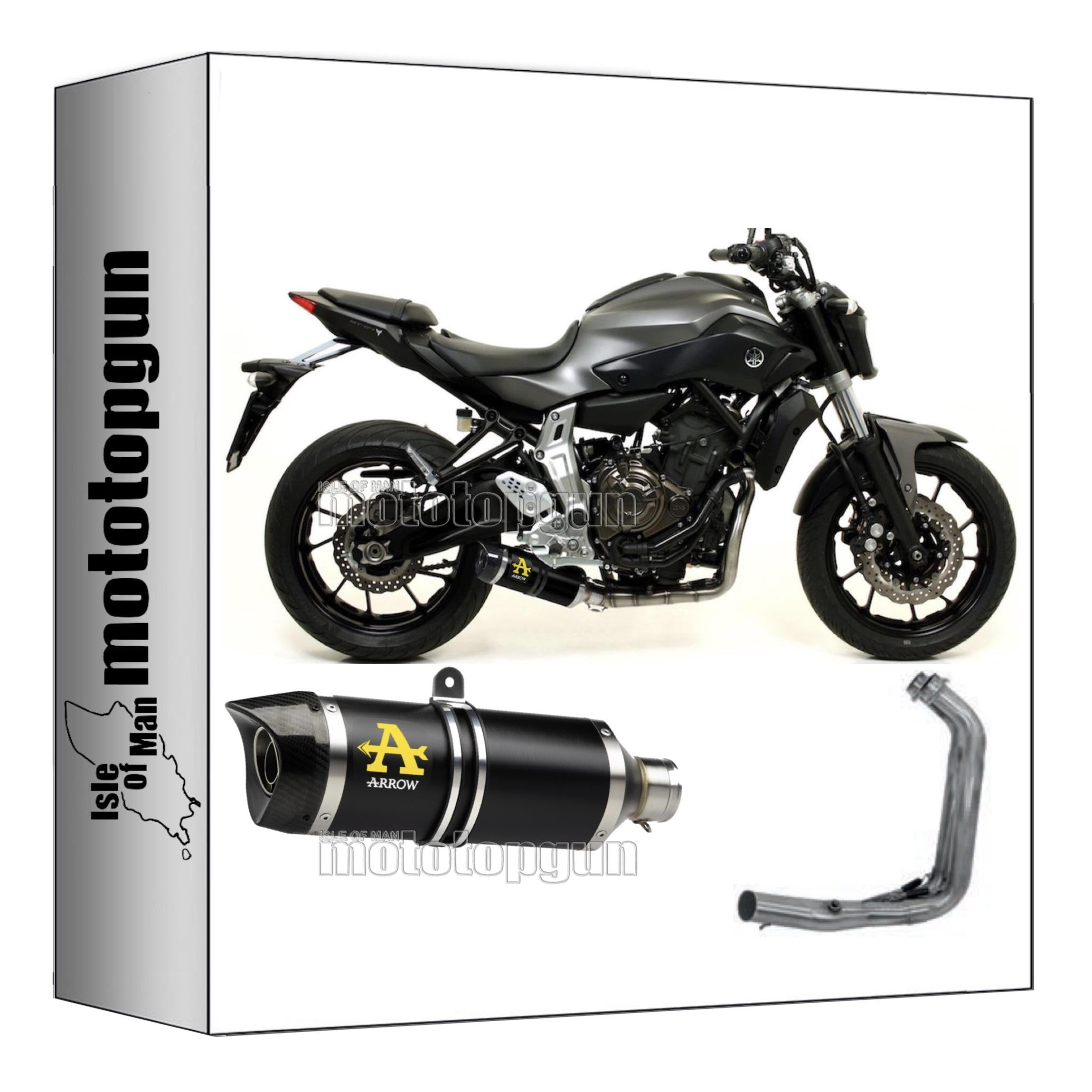 ligne complete approuve open bas arrow thunder en aluminium noir avec embout en carby compatible avec yamaha mt07 mt-07 2014 2015 2016 2017 2018 2019 2020 mototopgun 71817akn + 71655mi
