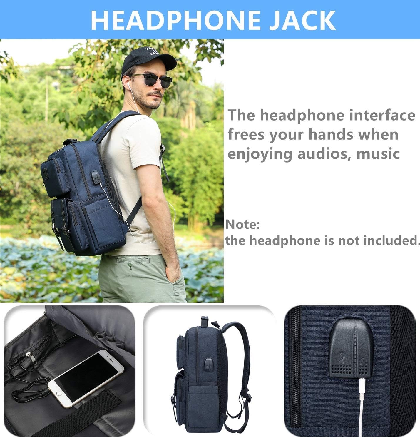 HFSX Laptop Backpack Women Men College Backpacks Bookbag Vintage Backpack Book Bag Water Resistant fit 15.6 Inch Laptop Blue - Image 3