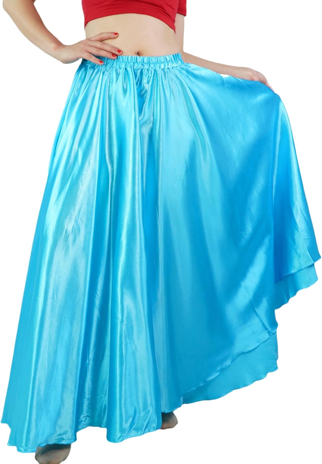 MUNAFIE Women's Long Maxi Dance Skirt - Satin Fairy Skirt for Praise & Cosplay Belly Dance - Image 2
